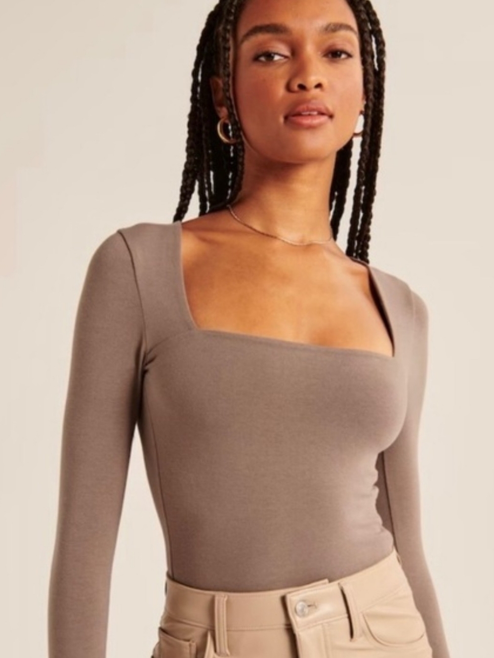 🤎 Abercrombie Soft Square Neck Bodysuit | Size L | Good Condition